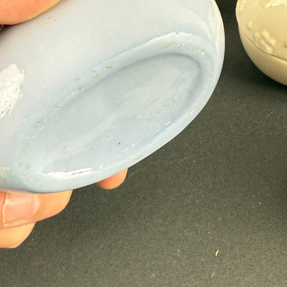 Ceramic Easter Egg 4" Trinket Box Set of 4 Blue Cream Floral Decor - Picture 16 of 16
